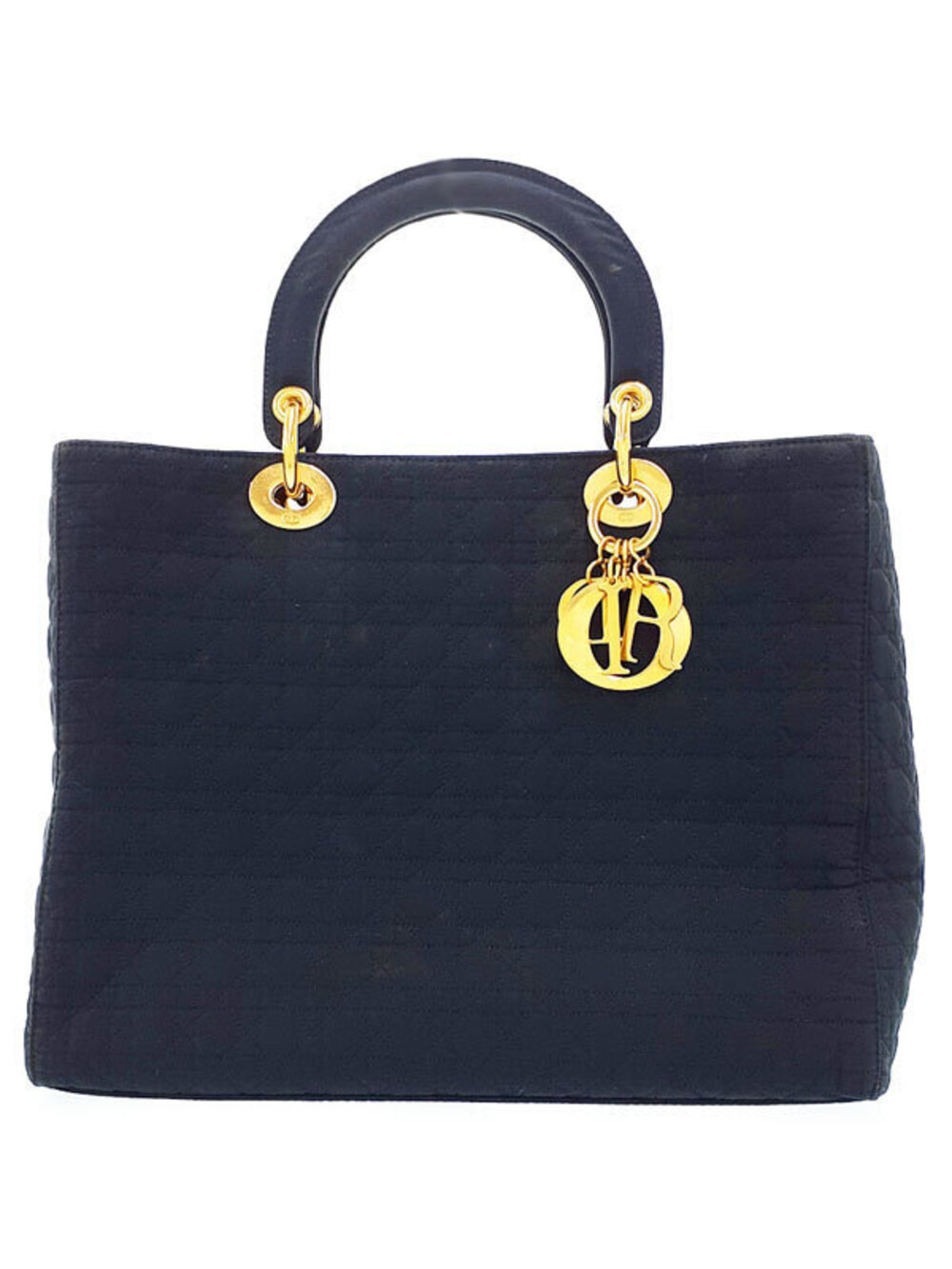Christian Dior Navy Blue Cannage Quilted Lady Dior Bag charms